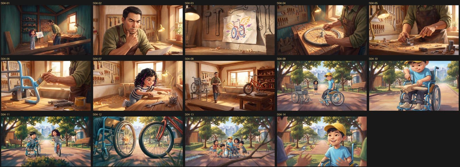 Review contact sheet for the park scene